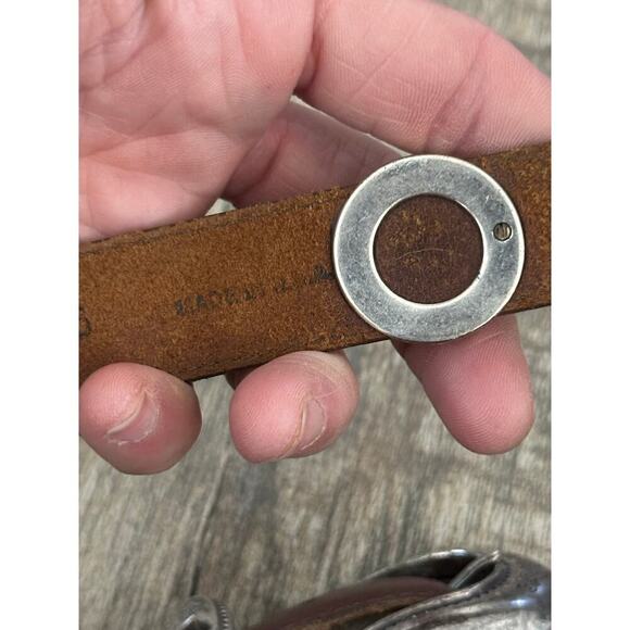 Vintage Women's Brown Genuine Leather western silver Belt hearts 1X plus size - Picture 6 of 9